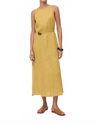 ottod'Ame Sleeveless Linen Maxi Dress In Camomilla