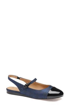 Johnston & Murphy Claire Mary Jane Slingback Flat in Navy Plaid Black Leather at Nordstrom, Size 9.5
