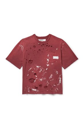 Neighborhood Savage Distressed Paint-Splattered Cotton-Jersey T-Shirt