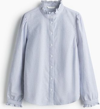 H&M Oxford-Bluse mit Volants - Blue