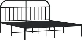 vidaXL Estructura Cama Sin Colch&oacute;n Con Cabecero Metal Negro 180x200 Cm Vidaxl