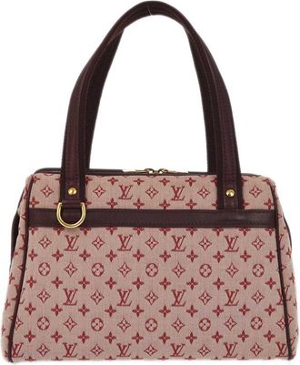 Louis Vuitton Josephine Handbag Mini Lin Burgundy Canvas Handbag (Pre-Owned)