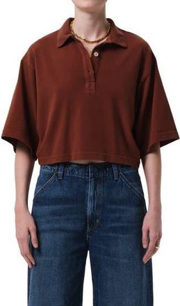 Citizens Of Humanity Lowen Oversize Cotton Polo in Chai Md Brown at Nordstrom Rack, Size X-Small