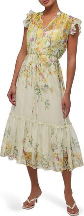 Lulus Monica Ruffle Midi Dress in Yellow Floral at Nordstrom Rack, Size X-Small