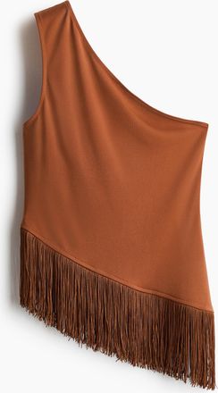 H&M One-Shoulder-Top mit Fransen - Orange