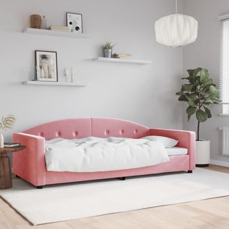 vidaXL Sof&aacute; Cama Sin Colch&oacute;n Terciopelo Rosa 90x200 Cm Vidaxl