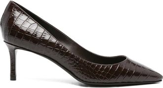 Jimmy Choo London Pumps met krokodillen-reliëf en puntige neus - Bruin