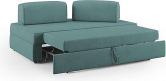 Divani.Store Divani.store - Liberty Divano con pouf estraibile e schienali movibili in tessuto morbido impermeabile T02 160 cm petrolio