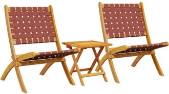 vidaXL Folding Garden Chairs 2 pcs with Table Red Solid Wood vidaXL