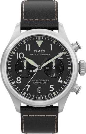 Timex Waterbury Ace Mens Black Watch TW2Y19000 Leather - One Size