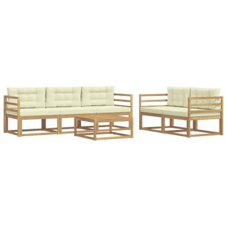 vidaXL Conjunto De Sof&aacute;s De Exterior Con Coj&iacute;n 6 Pcs Blanco Y Crema Vidaxl