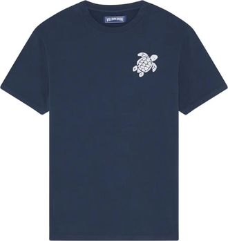 Vilebrequin T-shirt met ronde hals en geborduurde schildpad - Blauw