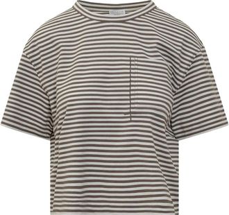 Brunello Cucinelli T-shirt a righe - Bianco