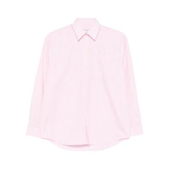 Sporty & Rich Shirts, female, Pink, Size: M Striped Long Sleeve Collared Shirt