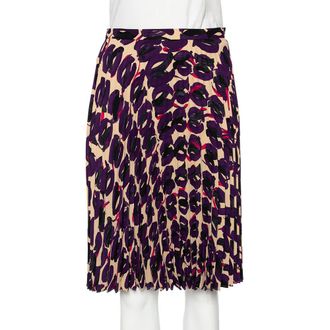 Max Mara Multicolored Printed Georgette Pleated Skirt