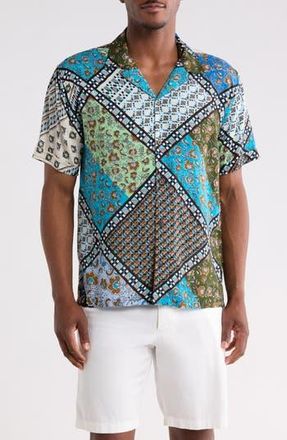 Raga Man Cala Print Short Sleeve Button-Up Shirt in Turquoise at Nordstrom Rack, Size Xx-Large