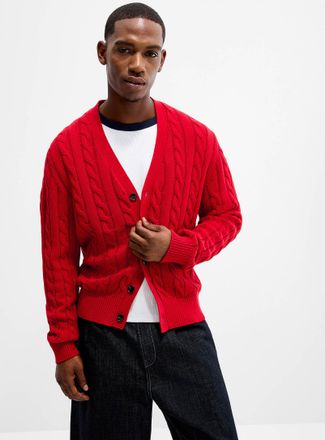Le 31 Mens Cable-knit Cardigan Sweater