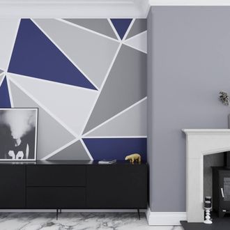 Superfresco Easy Shard Geo Navy Print To Order 3m x 2.8m Mural