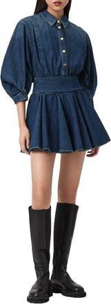 AllSaints Arlo Denim Minidress in Mid Indigo at Nordstrom, Size 12 Us