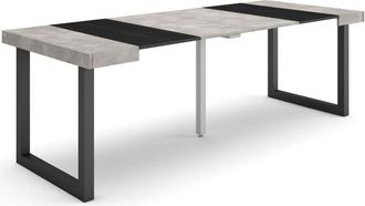 Skraut Home Mesa Consola extensible, Mesa comedor plegable, 220, Para 10 comensales, Patas madera maciza, Estilo Moderno, Roble y negro - Skraut Home