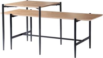 Calicosy Juego de 2 mesas bajas apilables decoradas en madera L100 cm