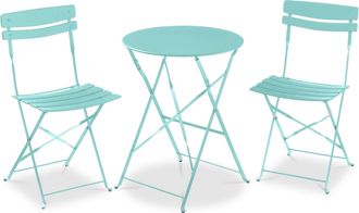 Best Choice Products 3-Piece Small Bistro Set, Folding Patio Furniture Set of 2 Chairs and Table