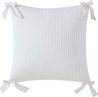 Peri Home Pinstripe Bow Accent Pillow in Taupe at Nordstrom