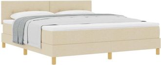 vidaXL Box Spring Bed with Mattress Cream 180 x 200 cm Fabric vidaXL