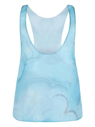 Giorgio Armani floral-print tank top - women - Mulberry Silk - 42 - Blue