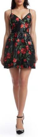 Dress The Population Elva Sequin Floral Print Minidress in Rouge Multi at Nordstrom Rack, Size Xx-Large