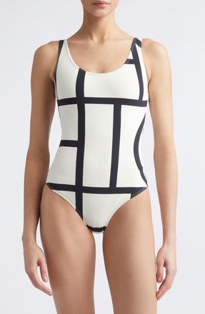 Toteme Logo One-Piece Swimsuit in Tofu at Nordstrom, Size X-Small