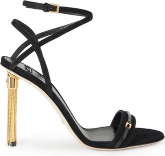 Elisabetta Franchi Schoenen, Dames, Zwart, 35 EU, Su&egrave;de, Su&egrave;de Sandaal met Kwastje
