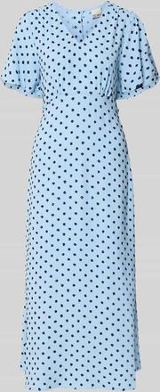 Ichi Midikleid mit V-Ausschnitt Modell ZABBY in Hellblau, Gr&ouml;&szlig;e 34