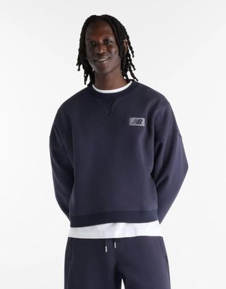 New Balance Athletics - Felpa girocollo in pile blu notte scuro