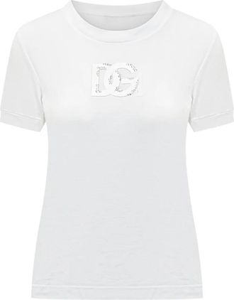 Dolce & Gabbana T-Shirt MC Giro - Dames - T-shirts - Wit - M - Katoen - Tops
