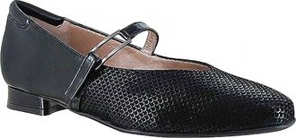 BeautiFeel Womens Caroline Mary-Jane Flat Shoe In Black Shiny Scale