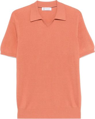 Brunello Cucinelli T-shirt met V-hals - Oranje