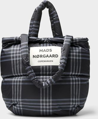 Mads Norgaard Womens Pillow tartan rugged fabric puffy tote bag