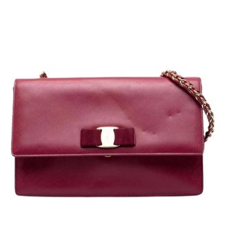 Ferragamo Pre-owned Leren Geweven Ketting Schoudertas - Dames - Vintage Schoudertas - Rood - ONE Size - Leer - Vintage