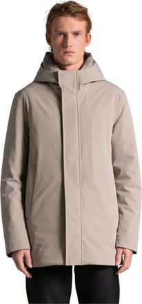 Duno Korte parka van 3-laags bi-stretch stof met donsvulling - Heren - Jassen - Beige - Maat: 3XL Zijde