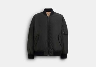 Coach Mens Reversible Bomber Jacket in Recycled Polyester, Size X-Large | Cotton