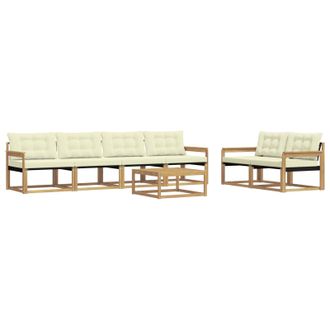 vidaXL Conjunto De Sof&aacute;s De Exterior 7 Pcs Blanco Y Crema Vidaxl