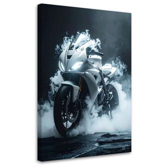 Feeby Cuadro En Lienzo, Motocicleta Deportiva Blanca, 80x120