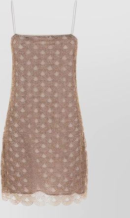 Rotate dress beaded embellishments scalloped hem sheer overlay