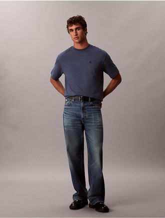 Calvin Klein Jeans Calvin Klein Mens Monogram Logo Relaxed Crewneck T-Shirt - Blue - 2XL