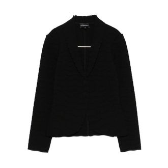 Emporio Armani Blazers, female, Black, Size: 2XS Fitted Textured Blazer