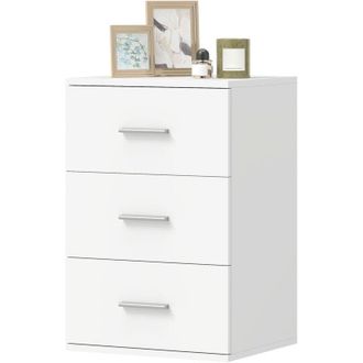 HOMCOM Comodino Moderno con 3 Cassetti e Multiuso per Camera e Salotto Bianco