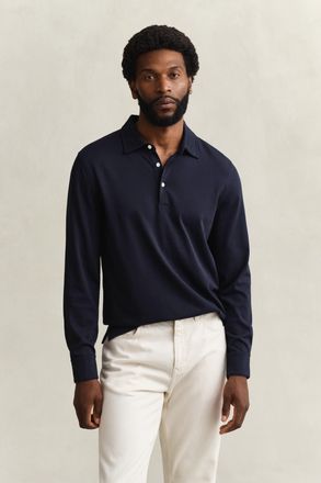 GANT Men Pima Cotton Long Sleeve Polo Shirt (XXXL) EVENING BLUE