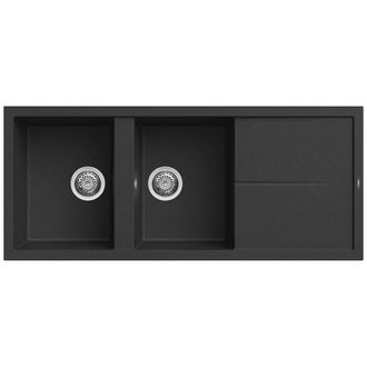 Elleci Lavello UNICO 500 116X50 2 vasche + gocciolatoio BLACK 86