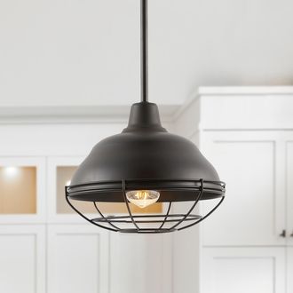 Jonathan Y Designs Levi 10.38 1-Light Industrial Farmhouse Iron LED Pendant